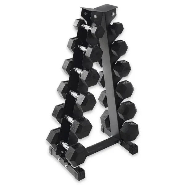 Fitness Heavy-Duty Rubber Dumbbell Weight Set with Rack. 210 lbs (5-30 lbs)
