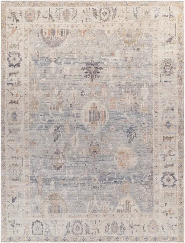 Hauteloom Marlene Damask Cream & Blue Area Rug - Surya x Becki Owens