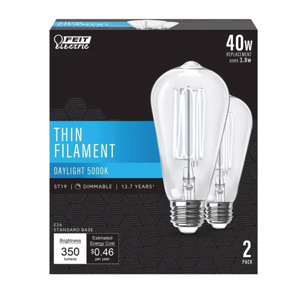 Feit Electric 3011408 40W Equivalence ST19 E26 Filament LED Daylight Bulb Clear - Medium