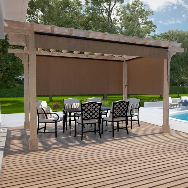 Coolaroo 72-in x 96-in Mocha Light Filtering Cordless Outdoor Roller Shade in Brown | 450533