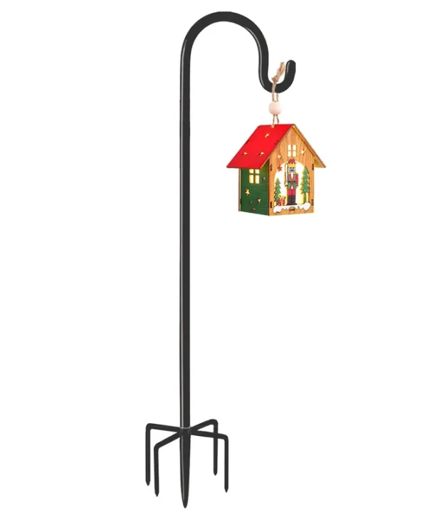 Derkniel Shepherd Hook 75 inch Tall Heavy-Duty Metal Garden Hanging Pole Stake for Bird Feeder Pole Plant Baskets, Black (1 Pack)
