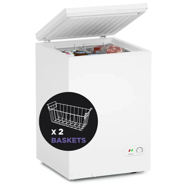 Northair Chest Freezer - 3.5 Cu ft with 2 Removable Baskets - Reach in Freezer Chest - Quiet Compact Freezer - 7 Temperature Settings-White