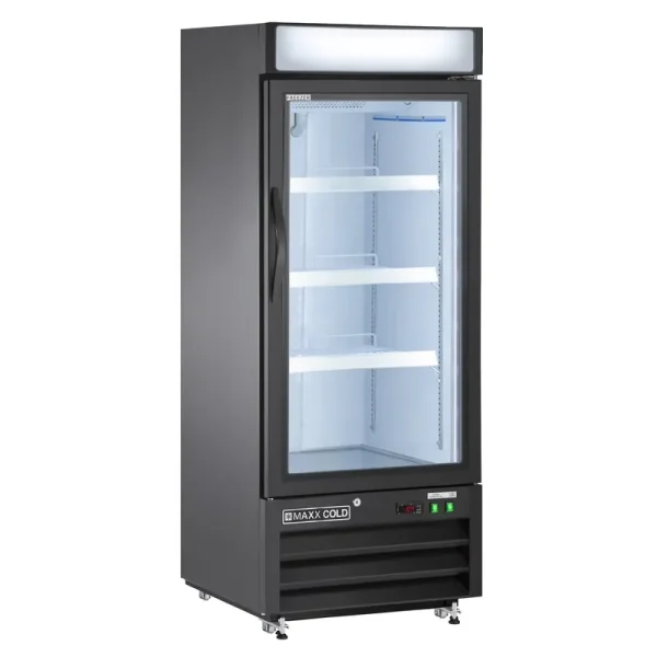 Maxx Cold Single Glass Door Merchandiser Freezer, Free Standing, 25"w, 12 Cu. Ft. Storage Capacity, in Black (MXM1 - 12FBHC)
