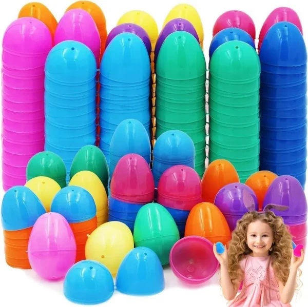 The Dreidel Company Fillable Easter Eggs with Hinge Bulk Colorful Bright Plastic Easter Eggs Perfect for Easter Egg Hunt Suprise Egg Easter Hunt Assor