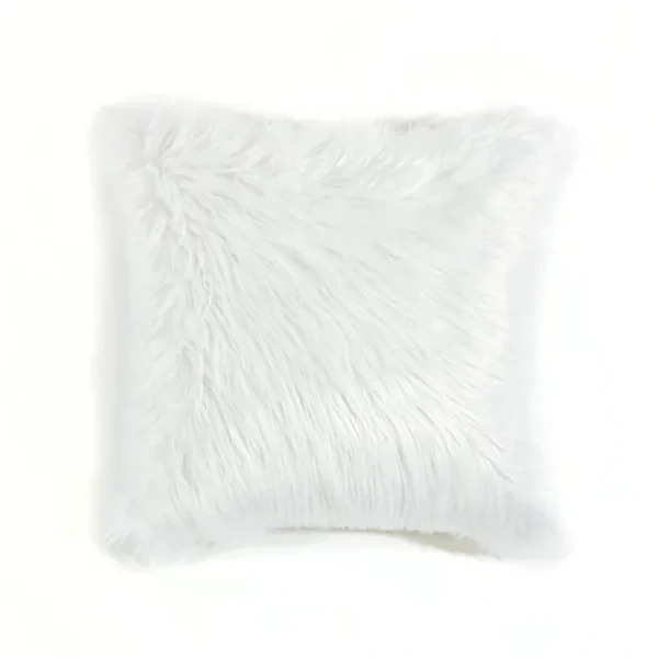 Lush Decor Mongolian Luca Faux Fur Decorative Pillow Cover - White - 20" x 20"