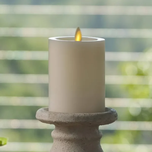 Pearl Ivory Flameless Candle Pillar - Recessed Top 3" x 4.5"