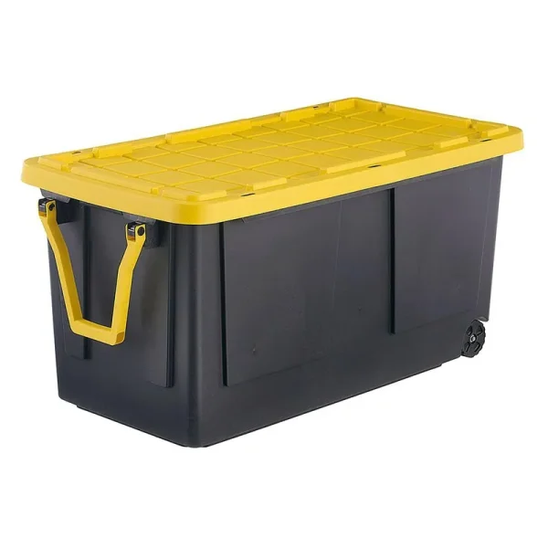 Project Source Commander X-Large 75-Gallons (300-Quart) Black and Yellow Heavy Duty Rolling Tote with Standard Snap Lid | 5194388