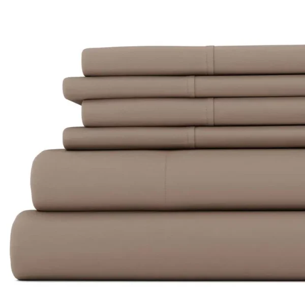 Linen Market 6 Piece Bed Sheet Set, Taupe, Queen