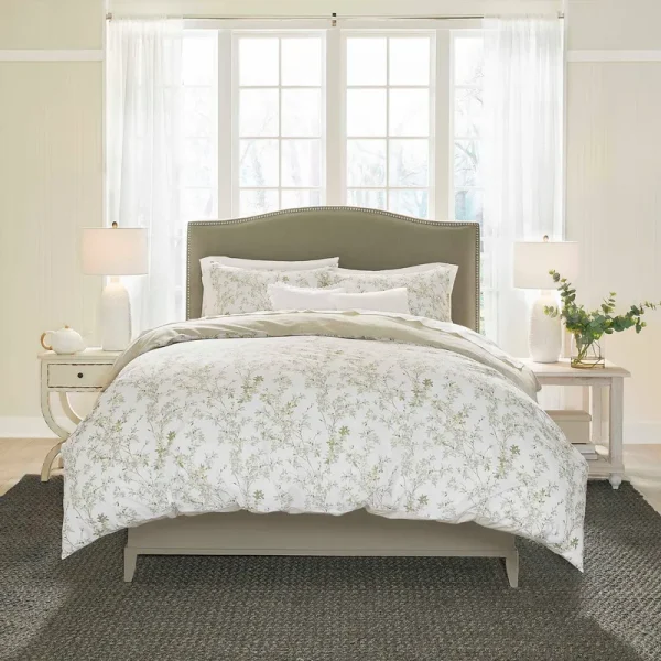 Laura Ashley Lindy Green Cotton Duvet Cover Set - Full - Queen