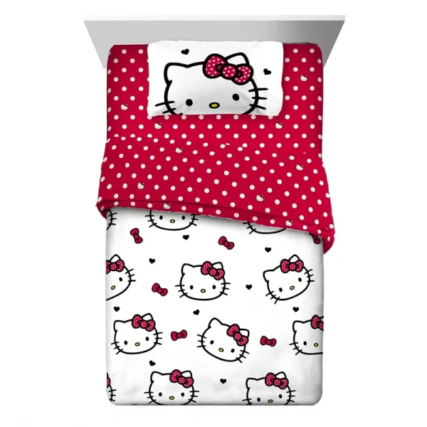 Hello Kitty 7A0847 Kids Twin Bed in A Bag, Comforter Sheet Set and Bonus Tote, Pink, Sanrio