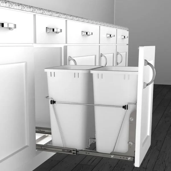Rev-A-Shelf RV-18KD-11C S Double 35 Quart Pull Out Waste Containers, White