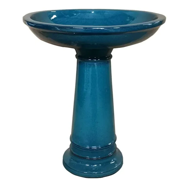 at Home Providence Beauly Green Ceramic Birdbath, 22.8"