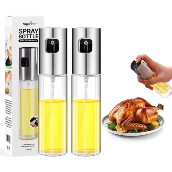 Vigor Path Sprayer for Cooking - Olive Oil Sprayer Mister - 100ml Stainles Steel Olive Oil, Vinegar, Water and Other Liquids Sprayer - Perfect for