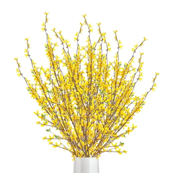 YQYAZL Artificial Forsythia Flowers,39.4 inch Artificial Forsythia Blossom Jasmine Stems Fake Silk Forsythia Branches for Flower Arrangement Wedding