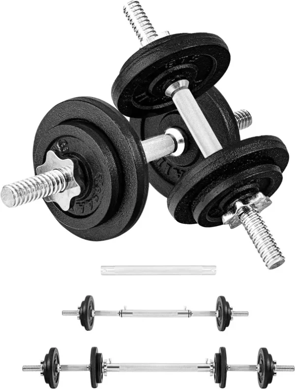 Yes4all Adjustable Dumbbell Set with Weight Plates, Star Lock Collars/Connector, 40 lb Barbell or 20 lb Dumbbell Pair