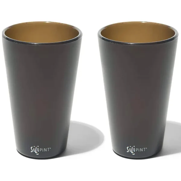 Silipint: Silicone Pint Glasses: 2 Pack 16 oz., Smoke