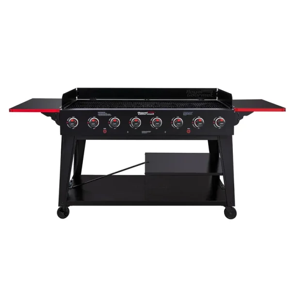 Royal Gourmet GB8003 8-Burner Event Propane GAS Grill with 2 Folding Side Tables in Black