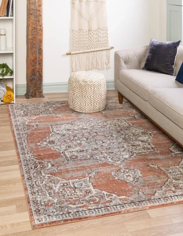 Unique Loom Nyla 9x12 Salmon Pink Large Area Rug