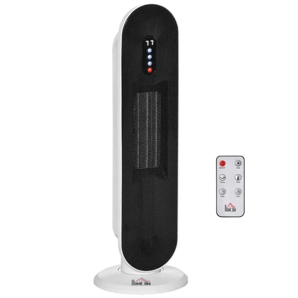 HOMCOM 25 inch Portable Freestanding Ceramic Heater Oscillating Tower 1500w/1000w, Black