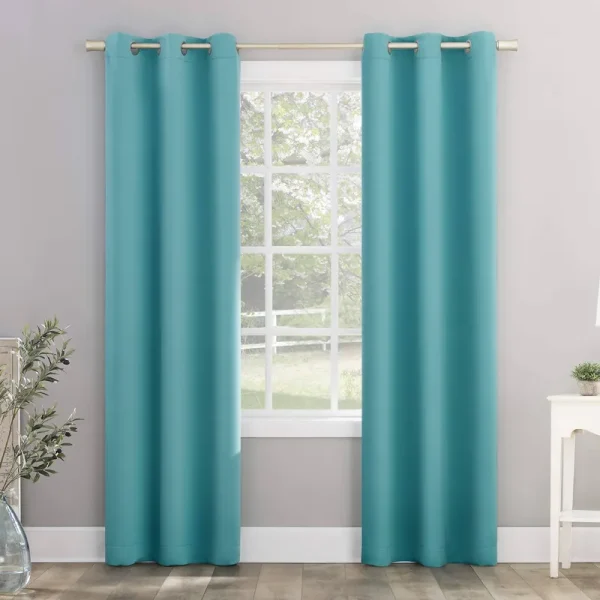 Sun Zero Riley Kids Bedroom Blackout Grommet Curtain Panel, 84" L x 40" W - Surf Blue