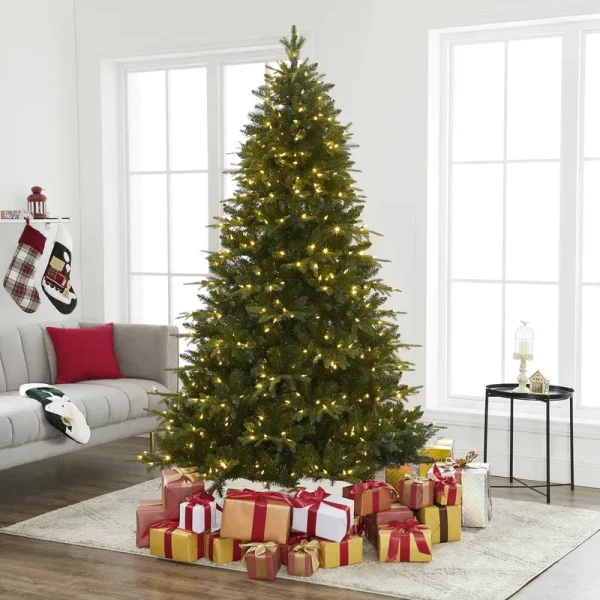 Naomi Home Traditional Artificial Pine Fir Christmas Tree with Lights 7.5 ft