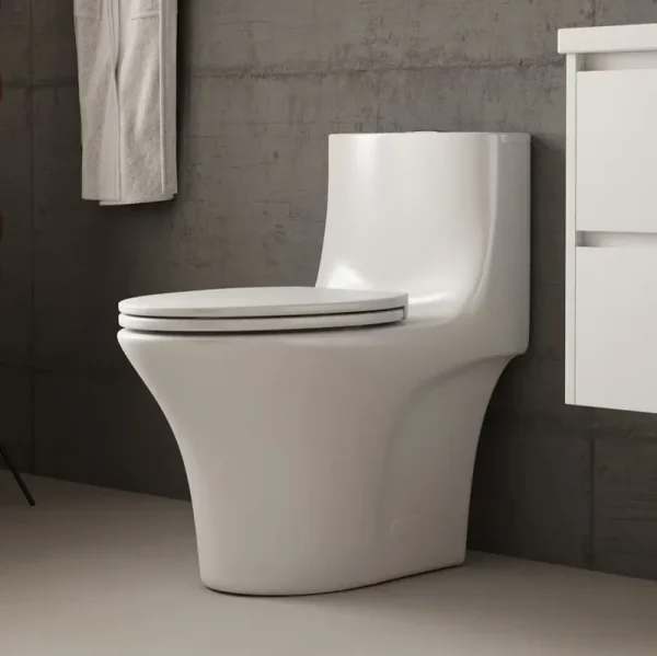 Albriya A1878 Modern One Piece Toilet, Standard Bathroom Toilet Power Dual Flush 1.1/1.6 GPF with Comfortable Seat ADA Height 16 1/2'�? 12'�?rough - in, Map 1000g, Glossy White