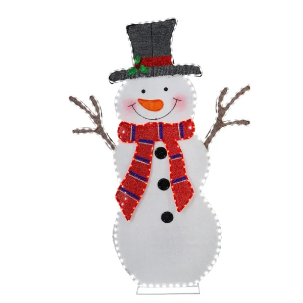 Holiday Living 64.5-in Snowman Free Standing Decoration with LED Lights | W12L0918