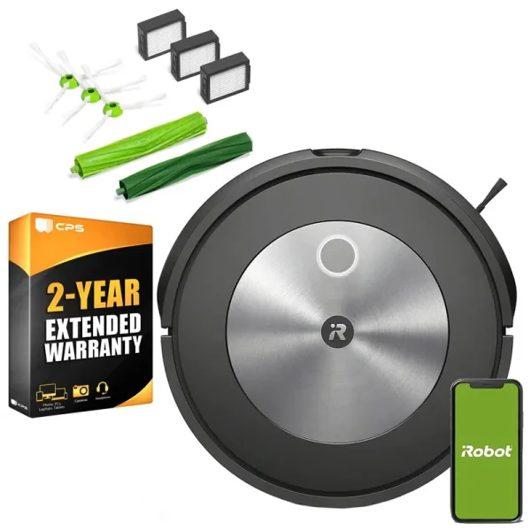 iRobot J715020 Roomba J7 7150 Wi-Fi Connected Robot Vacuum Bundle with Deco Gear Accessory Kit for J7 and 2-Yr CPS Enhanced Protection Pack, Black