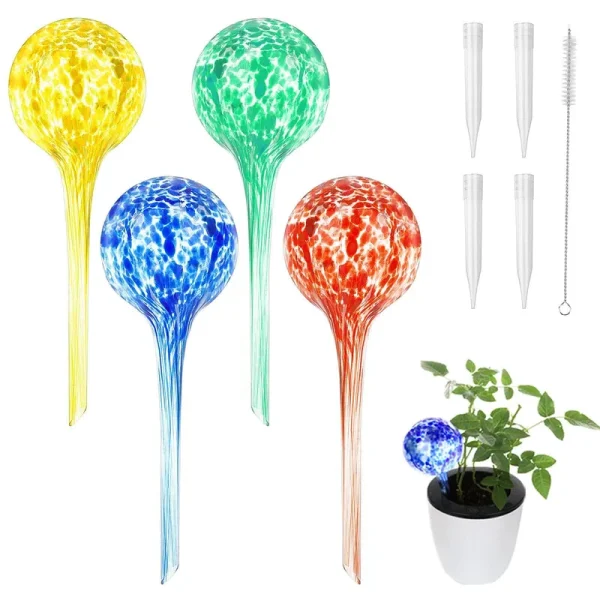 Kinzomor Plant Watering Globes Watering Bulbs Automatic System-4 Pack Glass Self Watering Globes Drippers Water Globes for Plants Watering