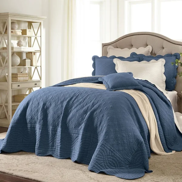 Florence Oversized Bedspread by BrylaneHome in Smoky Blue (Size Full)