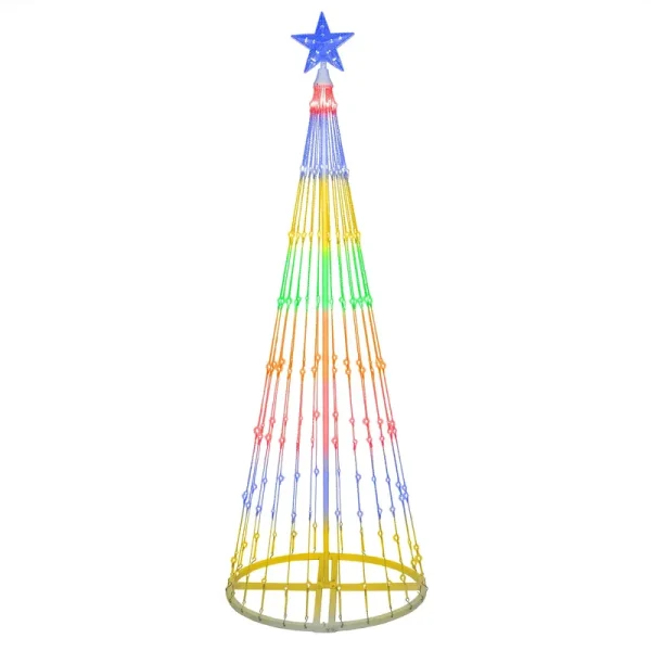 Wintergreen Lighting 14-Function LED Light Show Cone Christmas Tree Outdoor Christmas Decorations (6 Multicolor)