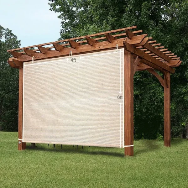 Easy2Hang Alternative Solution for Roller Shade,Side Shade Wall for Pergola, Porch, Canopy or Gazebo 4' x 6', Wheat