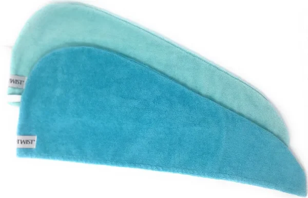 Turbie Twist Microfiber Hair Towel (2 Pack) Light Aqua - Dark Aqua