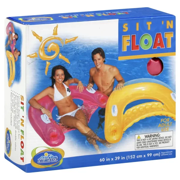 Intex Sit N Float Inflatable Lounge, 60" X 39", 1 Pack (Colors May Vary)
