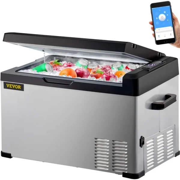 VEVOR 12 Volt Refrigerator, Portable Refrigerator (-4��F~68��F) with App Control Car Compressor Fridge Cooler 12V/24V DC and 110-22