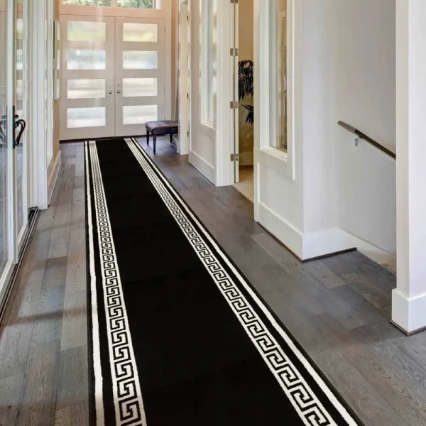 runrug Key Black Hallway Runners - Width: 2 Foot