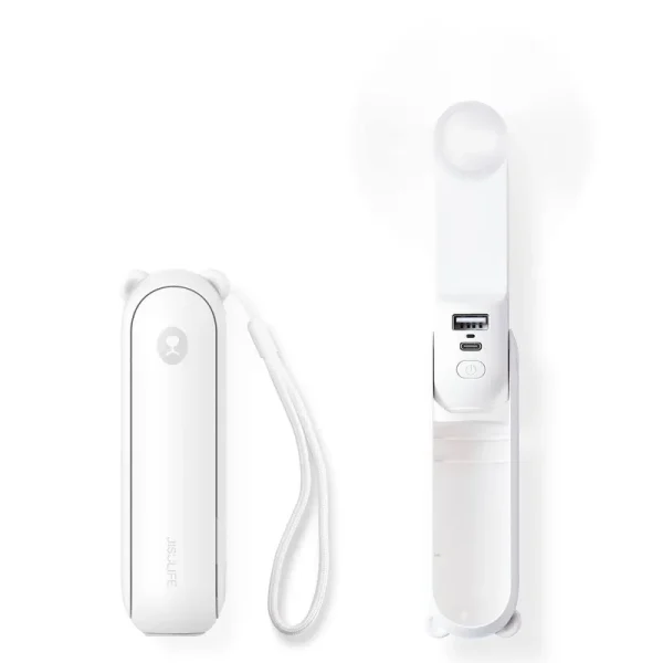 JISULIFE Handheld Mini Fan, 3 in 1 Hand Fan, Portable USB Rechargeable Small Pocket Fan, Battery Operated Fan 14-21 Working Hours with Power Bank, F
