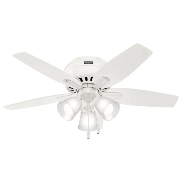 Hunter 42 in. Newsome Low Profile Fresh White Ceiling Fan with Light 51077