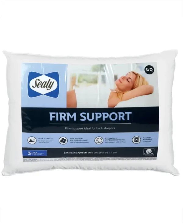 Sealy 100% Cotton Firm Support Pillow - White - Jumbo