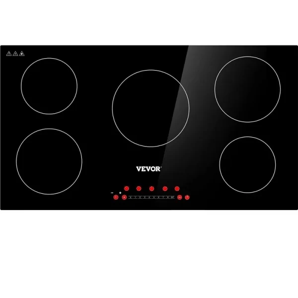 VEVOR Built-In Induction Electric Stove Top 5 Burners,35 inch Electric Cooktop,9 Power Levels & Sensor Touch Control,Easy to Clean Ceramic Glass