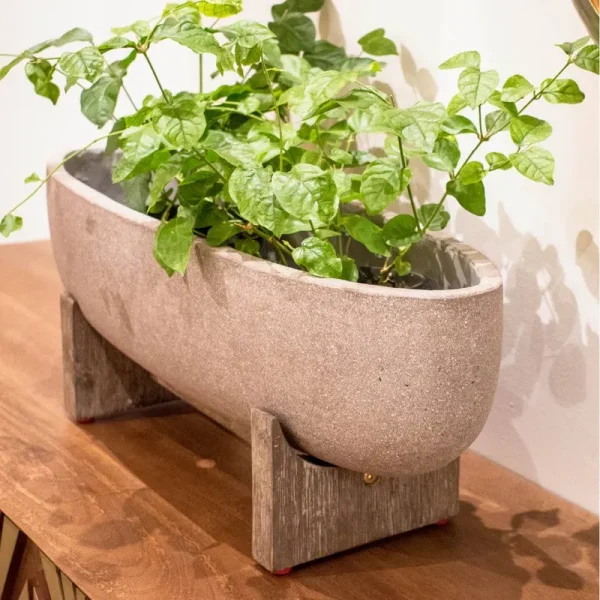 Jett 25" Wide Oval Standing Pot Color: Brown Stone