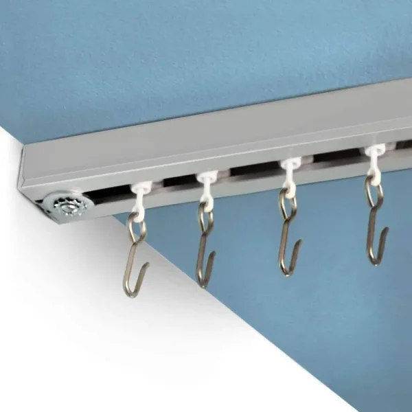 Roomdividersnow Ceiling Track Set - Medium for Spaces 6ft - 12ft Wide Silver
