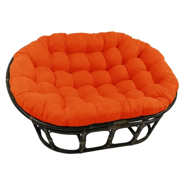 Blazing Needles 78 x 58 in. Solid MicroSuede Double Papasan Cushion, Tangerine Dream