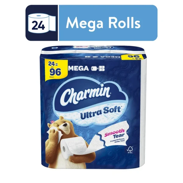 Charmin Ultra Soft Toilet Paper 24 Mega Rolls, 224 Sheets per Roll