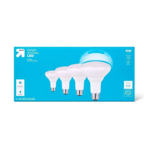 Up&Up LED 65W BR30 Daylight Light Bulbs - 4 Pack