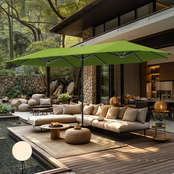 13FT Double -sided Patio Umbrella Extra Large with Crank - Yellow Green