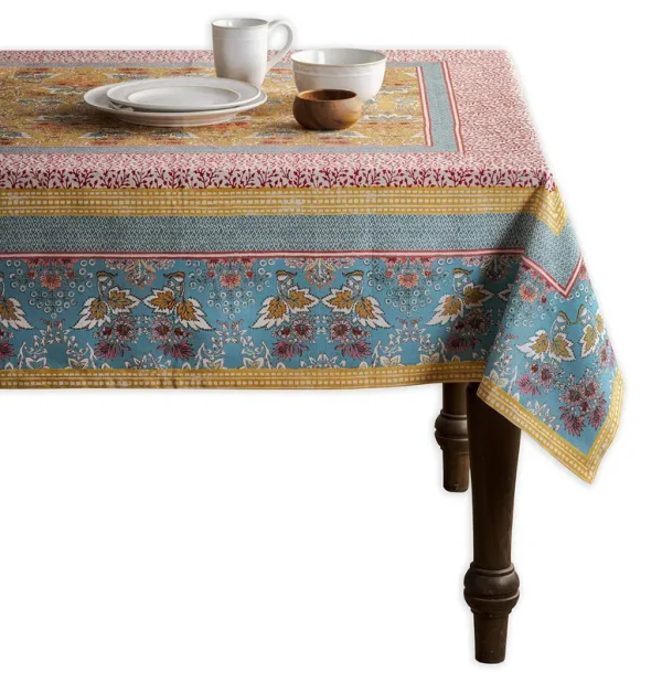 Paisley 100% Cotton Christmas Tablecloth Maison d' Hermine Size: 90" L x 60" W