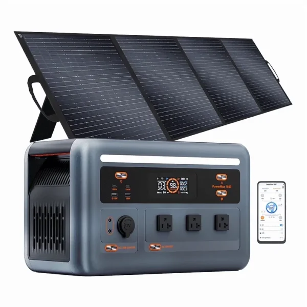 OSCAL Powermax 1800 Solar Generator with 200W Solar Panels, 1024wh LiFePO4 Battery, 1800W (3200W Surge) Portable Power Station, 700W Fast AC Charging, APP Control, 11 Outlets for Home, RV & Camping