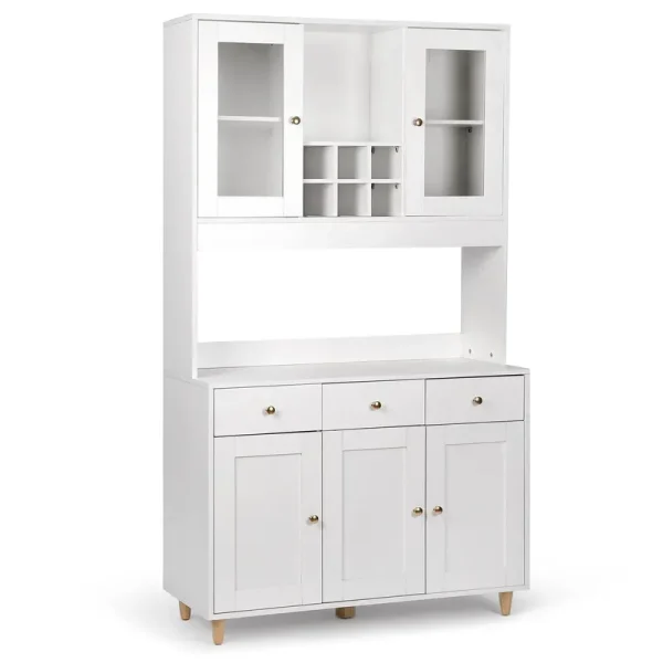 Freestanding Kitchen Pantry Cupboard Cabinet with 3 Drawers with 5 Storage Cabinets