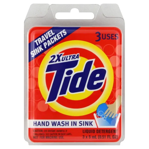 Tide 2X Ultra Liquid Laundry Detergent Travel Sink Packets - 3 count, 0.17 fl oz each